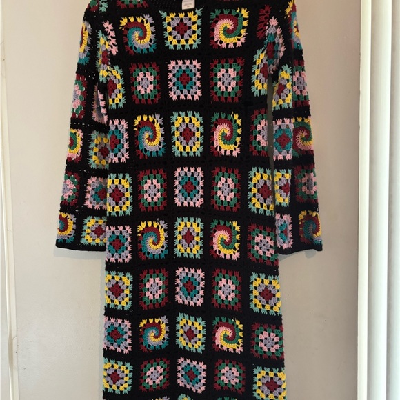 Multi Color Crocheted Sweater Dress - Picture 2 of 6